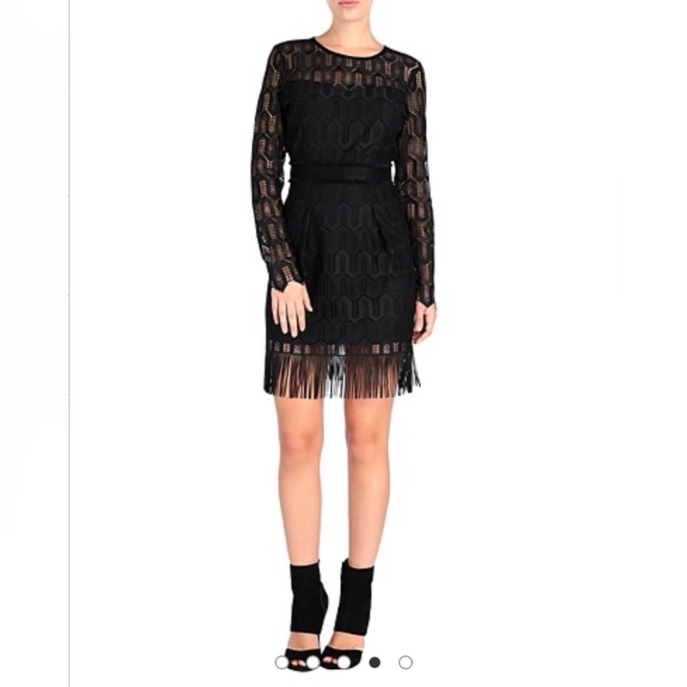 JUST CAVALLI MIDI BLACK LACE FRINGE DRESS🕸️🕸️🕸️